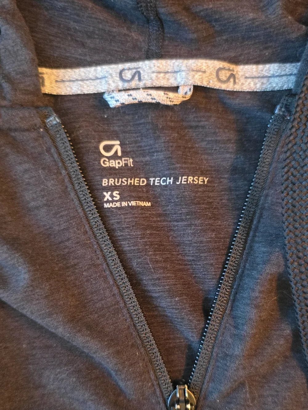 GAP Brushed Tech Jersey Zip-Up Hoodie in Charcoal